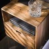 Nachttisch Qidero 2er-Set Akazienholz massiv, modern, Natur, mit Schublade und offenem Fach Bild 3