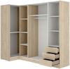 Dmora Großer Kleiderschrank Atena, Eckschrank für Schlafzimmer, Eckschrank mit 5 Flügeltüren, 214 x 91 x 184 cm, Eiche Bild 4