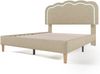Merax Polsterbett LED Doppelbett 140 x 200cm, Verstellbares Kopfteil, Gepolstertes bett in Beige Leinenmaterial Bild 4