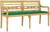 vidaXL Batavia-Bank mit Grünem Kissen 150 cm Massivholz Teak 3100846 Bild 3