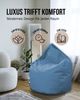 PATCH HOME Sitzsack Tropfenform – Jumbo – Blaugrau, bequemer Sitzsack aus Luxus-Polyester-Gewebe, bereits befüllt Bild 5