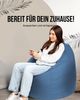 PATCH HOME Sitzsack Tropfenform – Jumbo – Blaugrau, bequemer Sitzsack aus Luxus-Polyester-Gewebe, bereits befüllt Bild 2