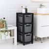 Rotho Brisen Rollcontainer auf Rädern mit 3 Aufbewahrungskörben 3x 16L Schubladen Schubladen-Box Lochmuster-Optik Aufbewahrungsbox aus Kunststoff 36,6 x 29,6 x 77 cm (Anthrazit) Bild 3