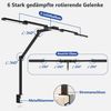 LMaxhome LED Schreibtischlampe Doppelkopf Tischleuchte mit Klemme Dimmbar Touch-Steuerung Augenschutz, 24W, LED fest integriert, 5 Farbtemperaturen(3000K-6500K), 5 Helligkeitsstufen, Groß Architekt Leselampe für Büro,Arbeit,Studium Bild 4