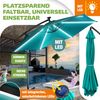 KESSER® Alu Ampelschirm LED Solar + Abdeckung mit Kurbelvorrichtung UV-Schutz Aluminium mit An-/Ausschalter Wasserabweisend - Sonnenschirm Schirm Gartenschirm 300cm, Petrol Grün Bild 4