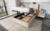 Polsterbett aus Leinen mit LED & USB-Anschluss, Stauraum, 90x200 cm, Beige, ohne Matratze Bild 4