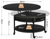 FABATO Couchtisch Runder Couchtisch mit Höhenverstellung, Rädern und Staufach (1-St), ideal für Wohnzimmer, in Schwarz Bild 2