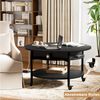 FABATO Couchtisch Runder Couchtisch mit Höhenverstellung, Rädern und Staufach (1-St), ideal für Wohnzimmer, in Schwarz Bild 3