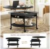 FABATO Couchtisch Runder Couchtisch mit Höhenverstellung, Rädern und Staufach (1-St), ideal für Wohnzimmer, in Schwarz Bild 4