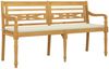 vidaXL Batavia-Bank mit Creme Kissen 150 cm Massivholz Teak 3100828 Bild 3