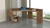 Dmora Schreibtisch Adelma, Eckschreibtisch mit Ablagefächern und LED-Leuchten, Mehrzweck-Büroschreibtisch mit Platte, 180x92,5x160 cm, Eiche Bild 5