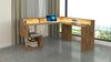Dmora Schreibtisch Adelma, Eckschreibtisch mit Ablagefächern und LED-Leuchten, Mehrzweck-Büroschreibtisch mit Platte, 180x92,5x160 cm, Eiche Bild 2