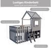 Flieks Hochbett Kinderbett Hausbett 90x200cm mit Dach, Fenster und offenem Stauraum Bild 3