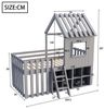 Flieks Hochbett Kinderbett Hausbett 90x200cm mit Dach, Fenster und offenem Stauraum Bild 4