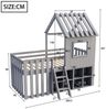 Flieks Hochbett Kinderbett Hausbett 90x200cm mit Dach, Fenster und offenem Stauraum Bild 2
