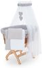 FabiMax Stubenwagen Natur, 2 in 1 Musselin / Waffelpiqué Komplettset Grau mit Decke und Kissen Bild 2