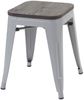 4er-Set Hocker HWC-A73 inkl. Holz-Sitzfläche, Metallhocker Sitzhocker, Metall Industriedesign stapelbar ~ grau Bild 3