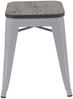4er-Set Hocker HWC-A73 inkl. Holz-Sitzfläche, Metallhocker Sitzhocker, Metall Industriedesign stapelbar ~ grau Bild 4