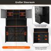 Hochschrank Sideboard mit LED-Beleuchtung & Schiebetüren, 115×40×174,7 cm, Schwarz Bild 5