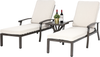 Gartenliege Aluminium mit Kissen & 5-fach verstellbarer Rückenlehne, 204x58x100/30 cm, Beige Bild 5