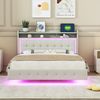 Polsterbett 140×200 cm mit USB-Anschluss und LED-Beleuchtung, Beige Bild 2