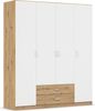 rauch Kleiderschrank, Drehtürenschrank GAMMA, 4-türig, 2 Schubkästen, Alpinweiß/Eiche Artisan, 181 x 210 x 54 cm Bild 3