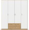 rauch Kleiderschrank, Drehtürenschrank GAMMA, 4-türig, 2 Schubkästen, Alpinweiß/Eiche Artisan, 181 x 210 x 54 cm Bild 2