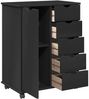 vidaXL Rollschrank Mit Rad Schwarz 63,5 x 39 x 79 cm Massivholz Kiefer 42028363 Bild 4