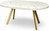 Marmor-Esstisch Rund Ausziehbar Ø100/200 cm mit Goldenen Metallbeinen + Einlegeplatten Bild 4