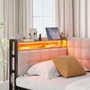90 X 200 Gepolstertes Schlafsofa, Polsterbett mit 2 Schubladen und LED-Nachttischlampe, USB- und Typ-C-Anschluss, multifunktionales Kinder-Bootsbett, Schlafsofa Einzelbett Beige Bild 4