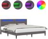 vidaXL Bettrahmen mit LED-Lichtleisten Grau 200 x 200 cm Kunstleder 42028033 Bild 2