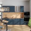 Küchenzeile Fame-Line Dunkelblau Hochglanz/Goldkraft Eiche 300 cm mit Hochschrank, AP Marmor Vicco Bild 4
