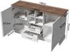 Sideboard mit 2 Türen, 2 Schubladen & 4 offenen Fächern, 140 x 40 x 79,5 cm, Weiß/Braun Bild 4