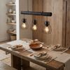 RGB LED Pendellampe, Holz, schwarz, Metallgitter, H 140cm Bild 3