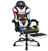 ALFORDSON Gaming-Stuhl Massagestuhl mit LED, ergonomischer Schreibtischstuhl mit 150° Neigung, Einziehbarer Fußstütze, PU-Leder, Höhenverstellbar, 180 kg Tragkraft Bild 4