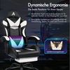 ALFORDSON Gaming-Stuhl Massagestuhl mit LED, ergonomischer Schreibtischstuhl mit 150° Neigung, Einziehbarer Fußstütze, PU-Leder, Höhenverstellbar, 180 kg Tragkraft Bild 3