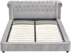 Vente-unique - TONGERLA Bett SamtStoff Grau - B 246 cm x H 92 cm x L 222 cm Bild 4
