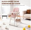 oyajia Hochstuhl Kinderstuhl Stuhl Baby Kinderstuhl Klappbar mit Esstablett (Baby & Kinder Hochstuhl Babyliege Höhenverstellbar, Räder Klappbar), mit Liegefunktion 0-36 Monate Bild 3