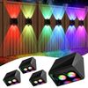 Quntis LED Solarleuchte 2/4/8 Stück Solarleuchte Warmweiß/Bunt, Gartenleuchten für außen, Außenbeleuchtung, LED wechselbar, RGBW /Warmweiß, Kaltweiß, Neutralweiß, Solar Wandleuchte mit 13 Beleuchtungsmodi – Oben und Unten beleuchtet Bild 4