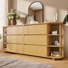 Sideboard 160 x 40 x 75 cm in Eicheoptik, MDF mit Bambusregalen, 6 Schubladen, höhenverstellbare Füße Bild 2
