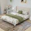 Flieks Polsterbett 140x200cm, Doppelbett mit weicher Kopfteil, Bettbeine aus Holz, Samt, Beige Bild 1