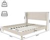 Flieks Polsterbett 140x200cm, Doppelbett mit weicher Kopfteil, Bettbeine aus Holz, Samt, Beige Bild 4