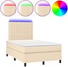 vidaXL Boxspringbett mit Matratze & LED Creme 120x190 cm Stoff 3270216 Bild 2