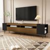 Merax 180 cm TV-Schrank, Schwarz und Holzoptik Bild 2