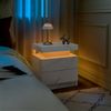 Beistelltisch Mit Einstellbarer LED-Beleuchtung 2 Schubladen Modern Dekorativ Vielseitig,Matt Weiß Bild 3
