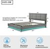 Polsterbett 160x200 cm mit Bettkasten & LED, kunstlederbezogenes Doppelbett, hydraulischer Doppelhub, Metallattenrost,Grau Bild 3