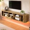 Merax Wandhängendes TV-Board, TV-Schrank, Front mit vertikaler Rillenoptik, per App regelbare LED unten, Korpus aus MDF, Natur Bild 2