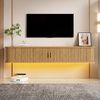 Merax Wandhängendes TV-Board, TV-Schrank, Front mit vertikaler Rillenoptik, per App regelbare LED unten, Korpus aus MDF, Natur Bild 5