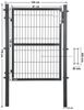 SONGMICS Gartentor aus verzinktem Stahl, Gartentür, Zauntor, Hoftor, mit Qualitätsschloss, Türklinke und Schlüssel, 106 x 125 cm (L x H), grau GGD175GY Bild 5