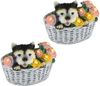 2er Set LED Deko Solarleuchten Hund und Blumen im Korb, Höhe 13,5cm Bild 2